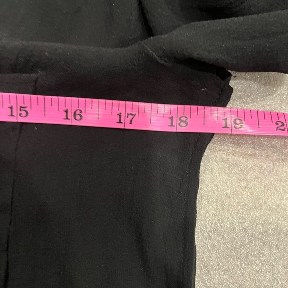 [M]Wilfred 100% Silk Womens Black Long Sleeve Blouse Pockets Sheer Asymmetrical - Picture 3 of 6